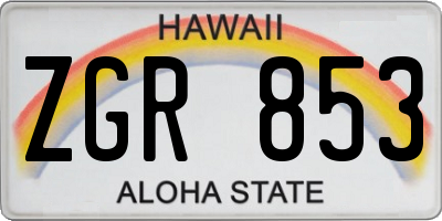 HI license plate ZGR853