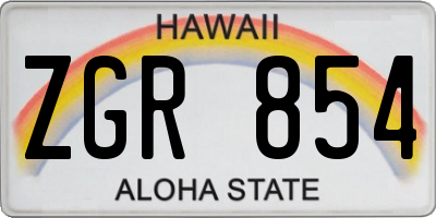 HI license plate ZGR854