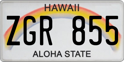 HI license plate ZGR855