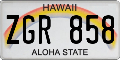 HI license plate ZGR858