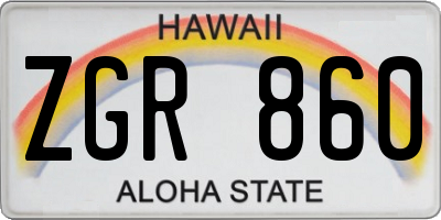 HI license plate ZGR860
