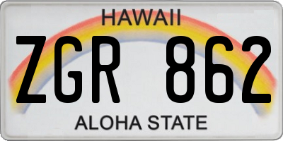 HI license plate ZGR862