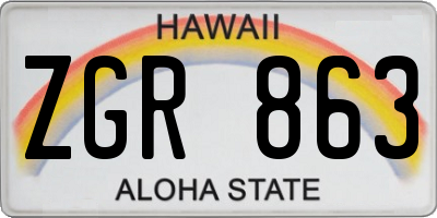 HI license plate ZGR863
