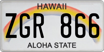 HI license plate ZGR866