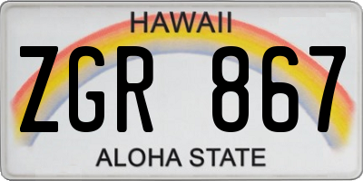 HI license plate ZGR867
