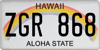 HI license plate ZGR868