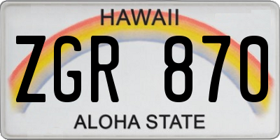 HI license plate ZGR870