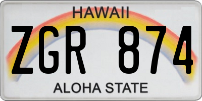 HI license plate ZGR874