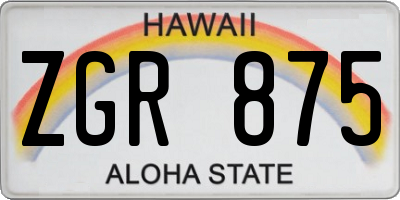 HI license plate ZGR875