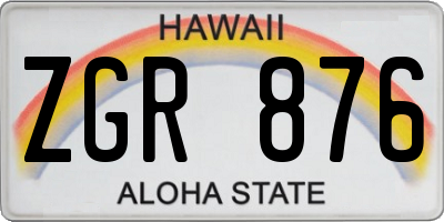 HI license plate ZGR876