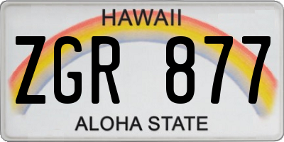 HI license plate ZGR877