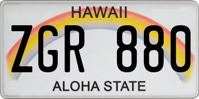 HI license plate ZGR880