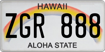 HI license plate ZGR888