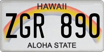 HI license plate ZGR890