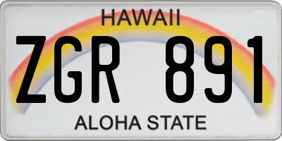 HI license plate ZGR891