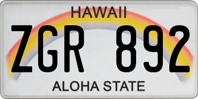 HI license plate ZGR892