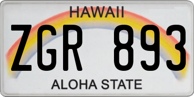 HI license plate ZGR893