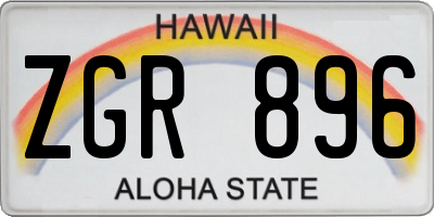 HI license plate ZGR896