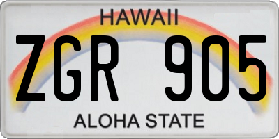 HI license plate ZGR905