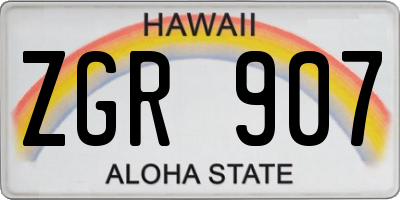 HI license plate ZGR907