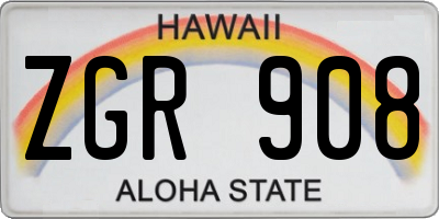 HI license plate ZGR908