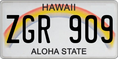 HI license plate ZGR909