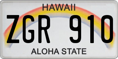 HI license plate ZGR910