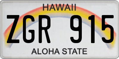 HI license plate ZGR915