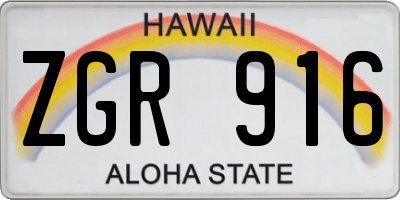 HI license plate ZGR916
