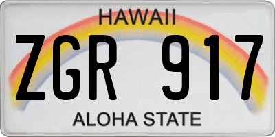 HI license plate ZGR917