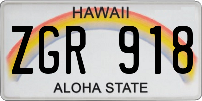 HI license plate ZGR918