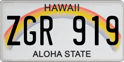 HI license plate ZGR919