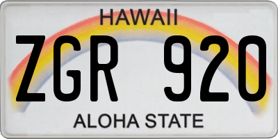 HI license plate ZGR920