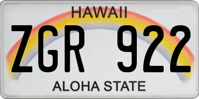 HI license plate ZGR922