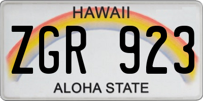 HI license plate ZGR923