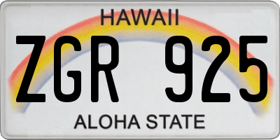 HI license plate ZGR925