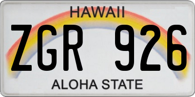 HI license plate ZGR926