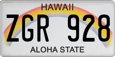 HI license plate ZGR928