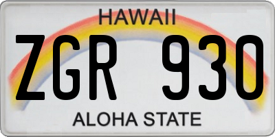 HI license plate ZGR930