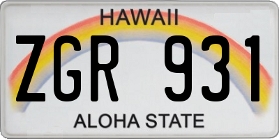 HI license plate ZGR931