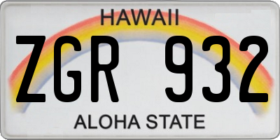 HI license plate ZGR932