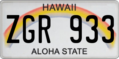 HI license plate ZGR933