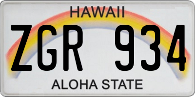 HI license plate ZGR934