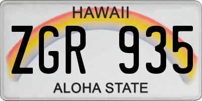 HI license plate ZGR935