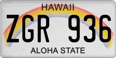 HI license plate ZGR936