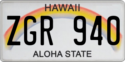 HI license plate ZGR940