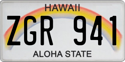 HI license plate ZGR941