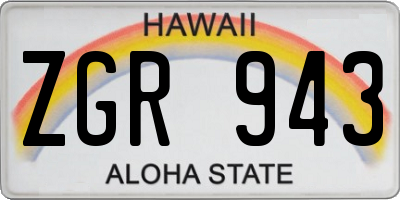 HI license plate ZGR943
