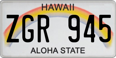 HI license plate ZGR945