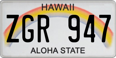 HI license plate ZGR947
